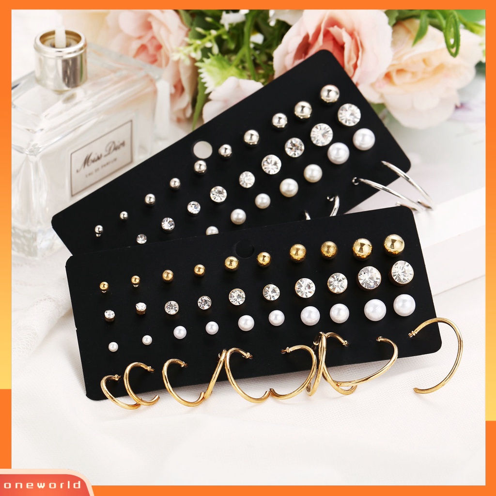 [WOD] 1set Anting Drop Warna Cerah Berkilau Efek Visual Tahan Korosi Bebas Alergi Hias Alloy Wanita All-Match Cinta Hati Gaya Women Earrings Set Untuk Gadis