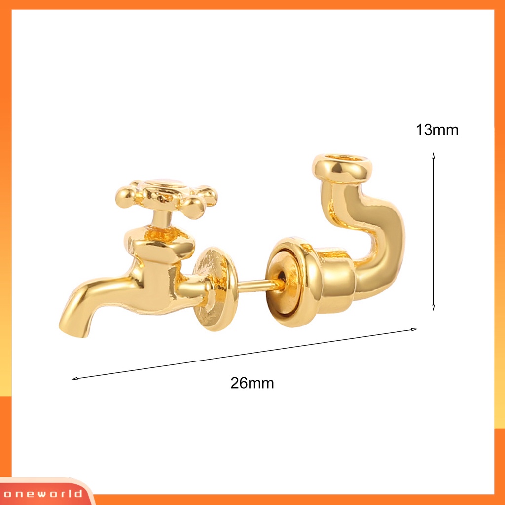 [WOD] 1pc Anting Tusuk Telinga Gaya Punk Bahan Zinc Alloy 3D Faucet Anting Tusuk Kreatif Untuk Pesta