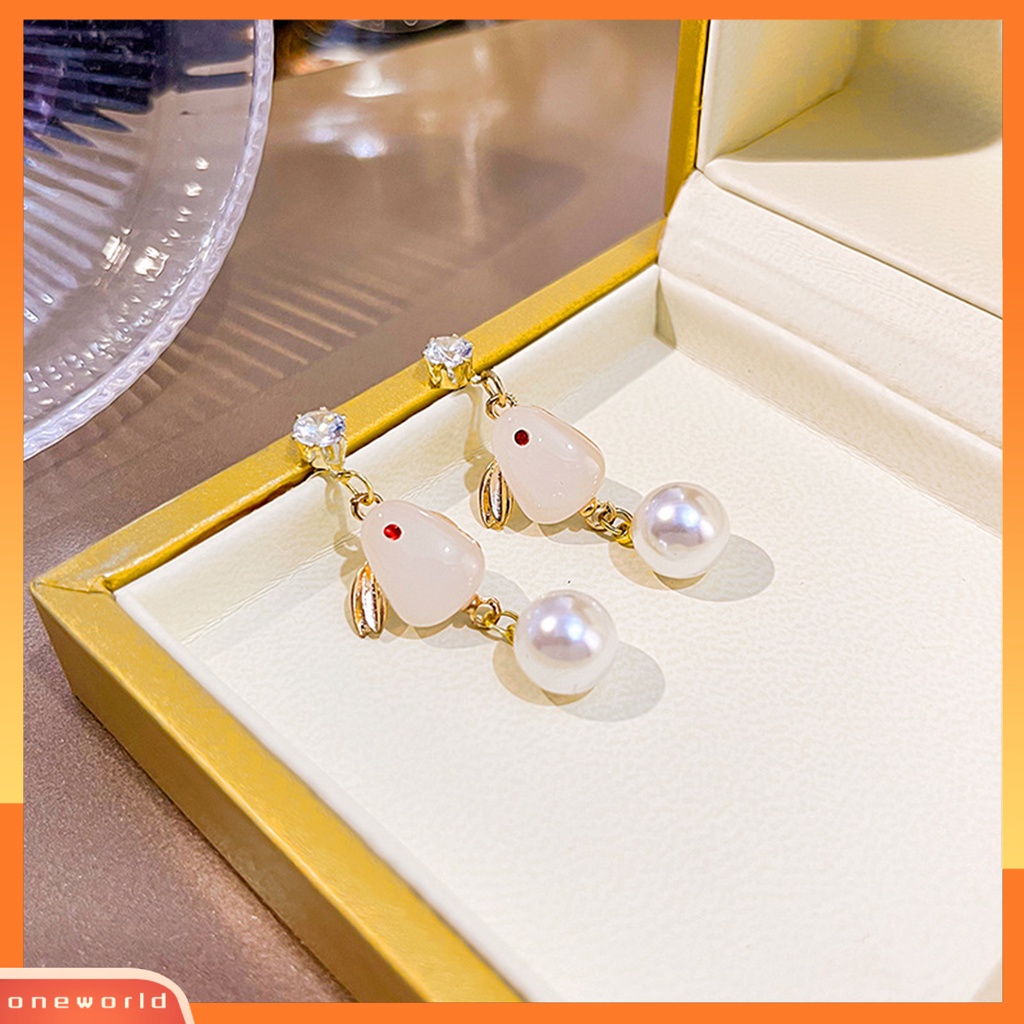 [WOD] 1pasang Anting Tusuk Wanita Realistis Tidak Alergi Mutiara Imitasi Bunny Drop Earrings Untuk Pacaran