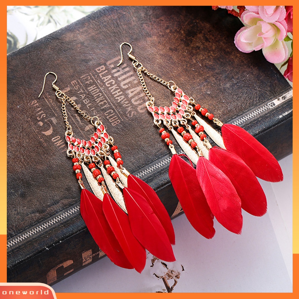 [WOD] 1pasang Anting Wanita Gaya Bohemia Etnik Bulu Sintetis Indah Lady Menjuntai Anting Untuk Perjamuan