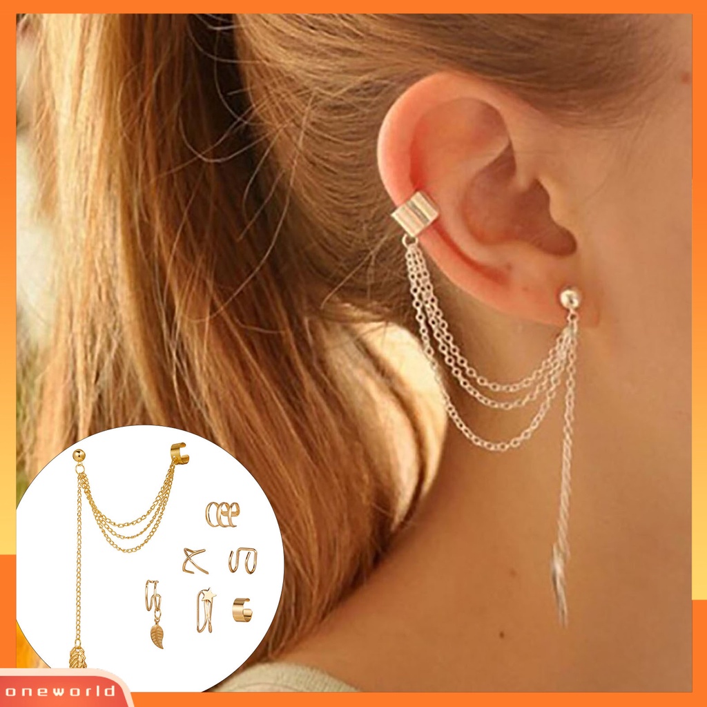 [WOD] 5pcs /Set Atau 7Pcs /Set Anting Desain Bungkus Fashion Bahan Metal Tanpa Tindik Klip Manset Telinga Untuk Wanita