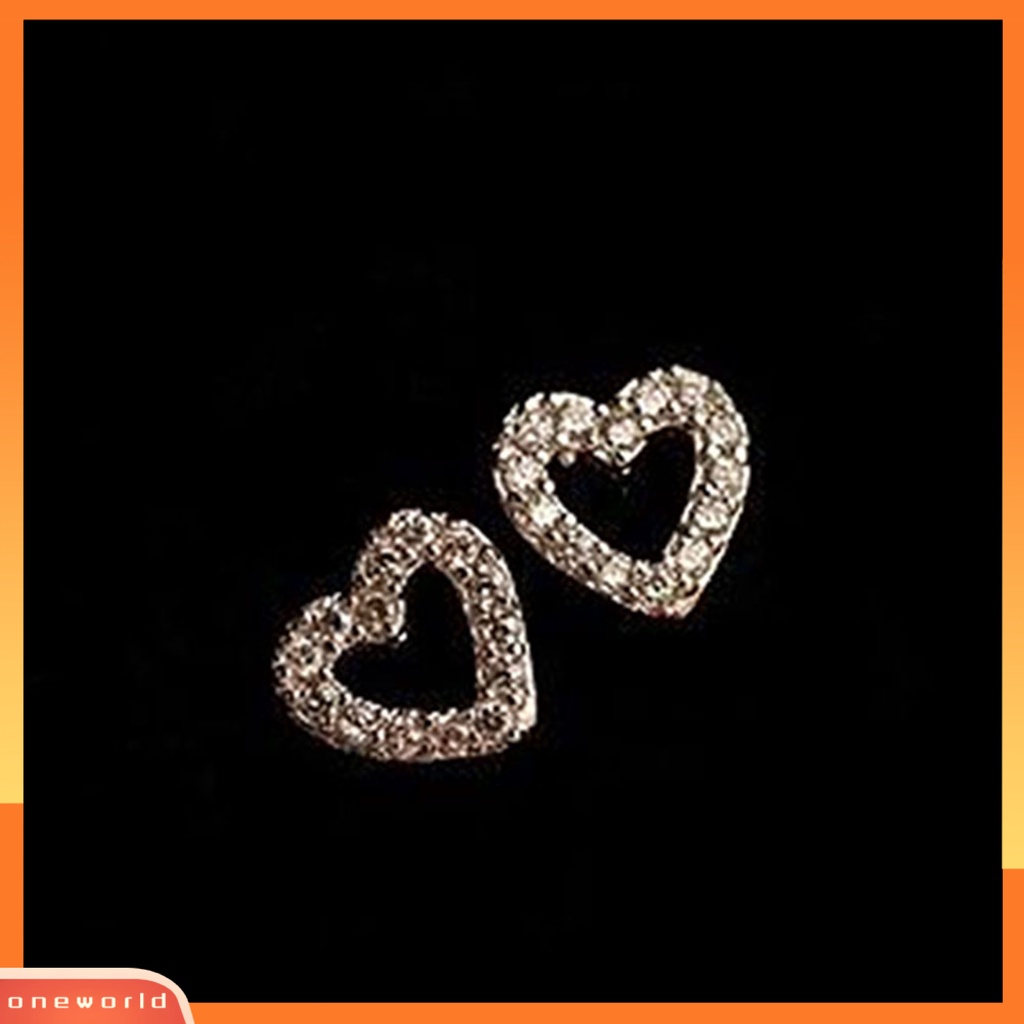 [WOD] 1pasang Wanita Berongga Cinta Berbentuk Hati Hias Berlian Imitasi Lapis Perak Anting Giwang Telinga Untuk Pesta Pernikahan