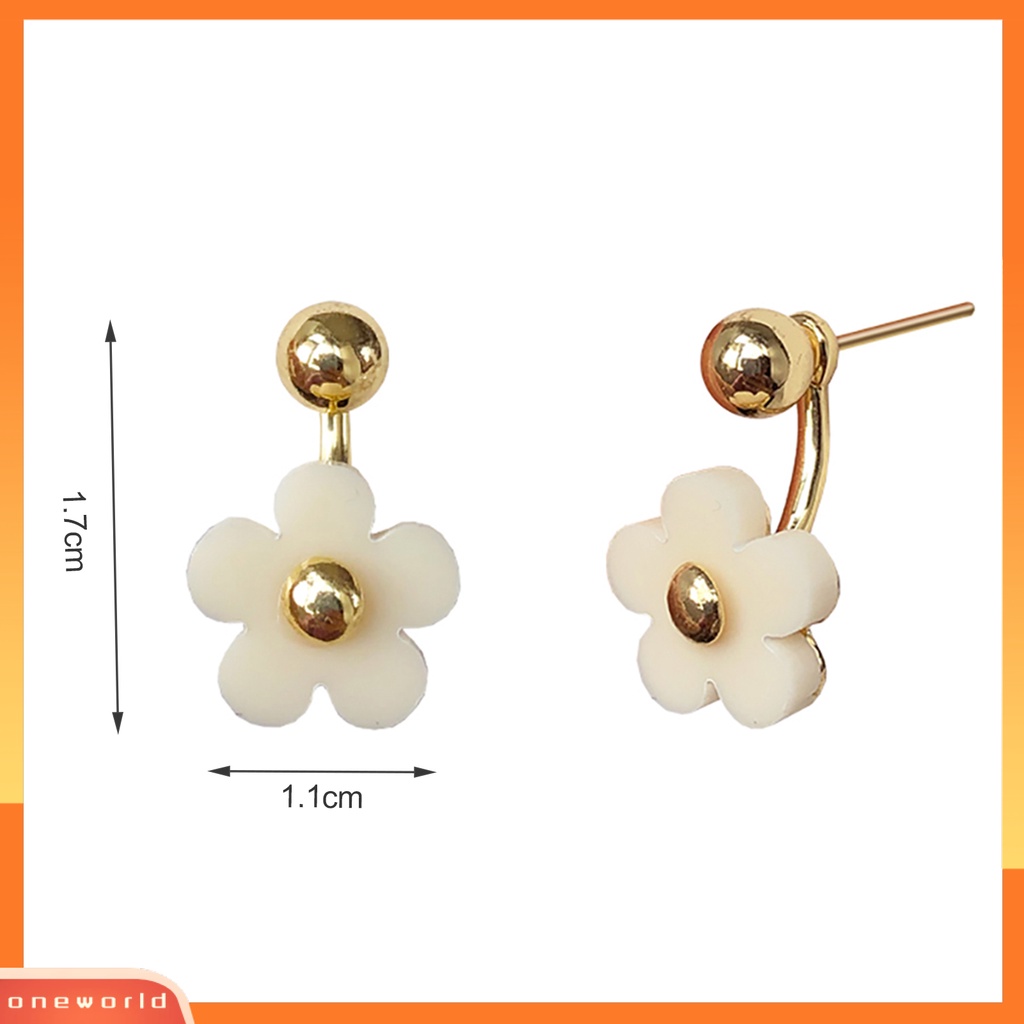 [WOD] 1pasang Ear Studs All-match Aksesoris Anting Sisi Ganda Bahan Alloy Bunga Untuk Pesta