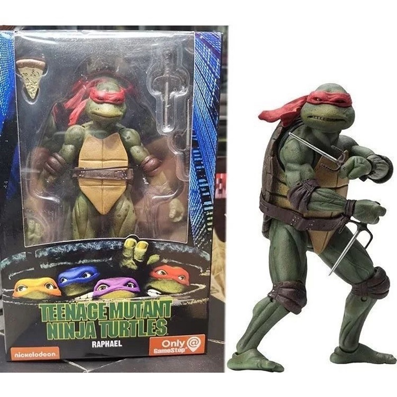 Patung Anime1990Film Neca TMNT Remaja Mutan Ninja Kura-Kura Skala 7inci Action Figure Koleksi Model Mainan Untuk Anak Teman-Teman Anak Laki-Laki