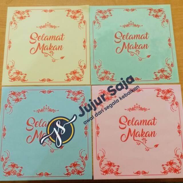 

Kertas Selamat Makan untuk kertas tutup nasi / kertas bungkus arem arem