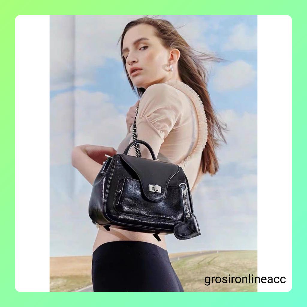 NEW Tas Wanita ransel punggung FT80 hitam 23 x 10 x 17 cm