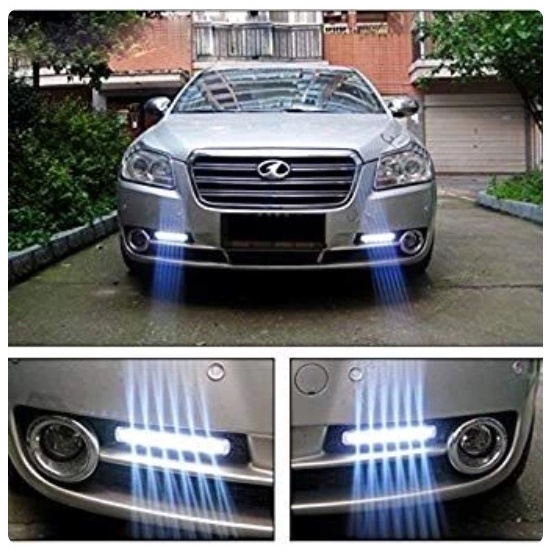 Lampu LED DRL 8 LED TITIK MATA Mobil Daytime Running Light Foglamp 12v DUS PUTIH DRL 8 isi 2