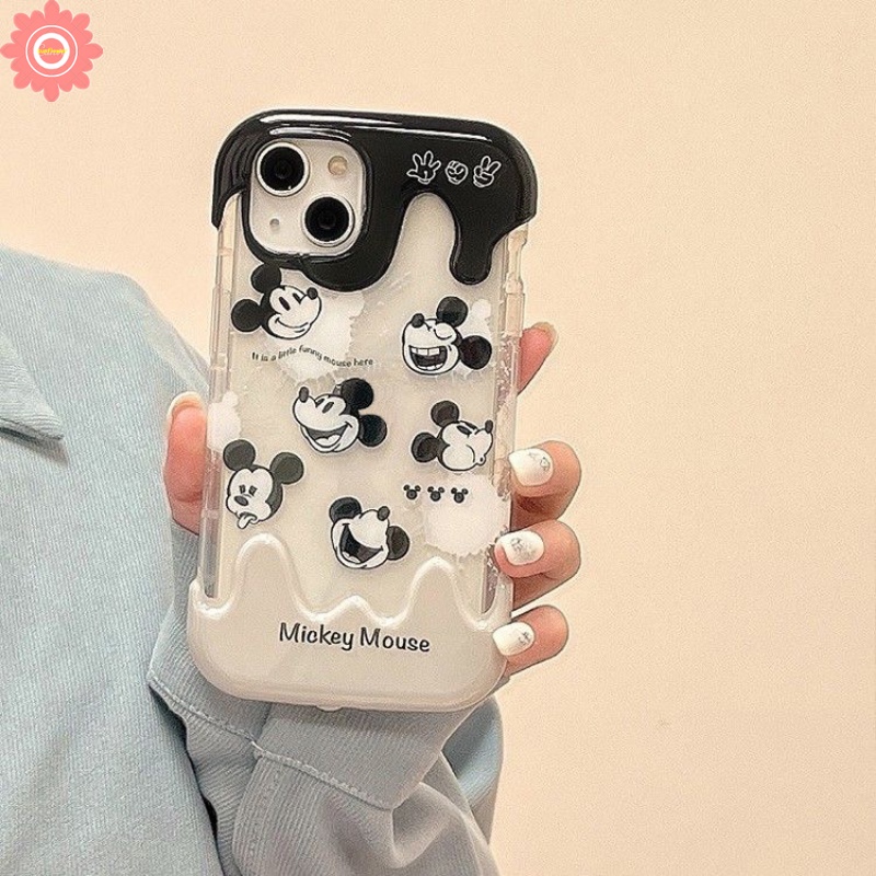 IPHONE Casing Ponsel Es Krim Permen Kreatif 3D Kompatibel Untuk Iphone11 7Plus 8Plus XR 78 Plus 11 14 13 12 Pro Max X XS Max Pasangan Kartun Lucu Mickey Minnie Mouse Shockproof Soft Cover