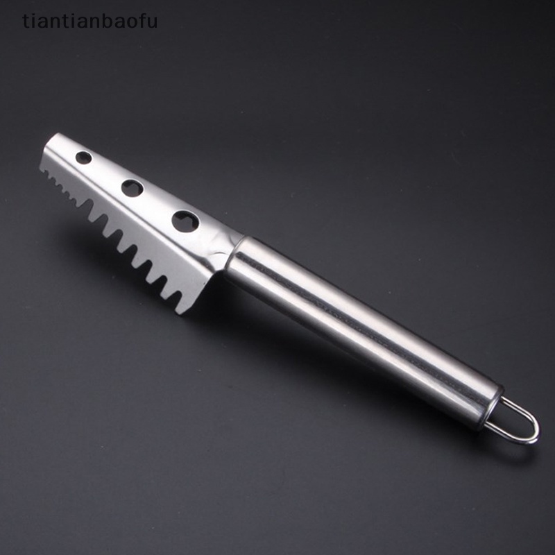 [tiantianbaofu] Stainless Steel Fish Scaler Handheld Remover Sea Cleaning Scraper Pembersih Kerak Butik