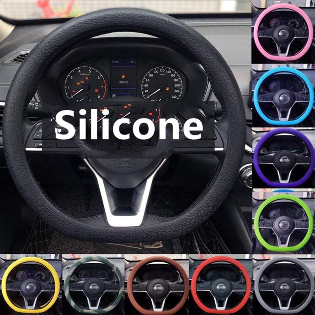 Universal Car Steering Wheel Silicone Cover Lembut Tahan Aus Non-slip Setir Pelindung Case Aksesoris Mobil