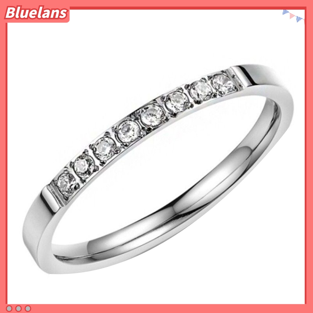 [BLS] Bling Baris Tunggal Berlian Imitasi Fashion Wanita Jari Cincin Pernikahan Pertunangan Perhiasan