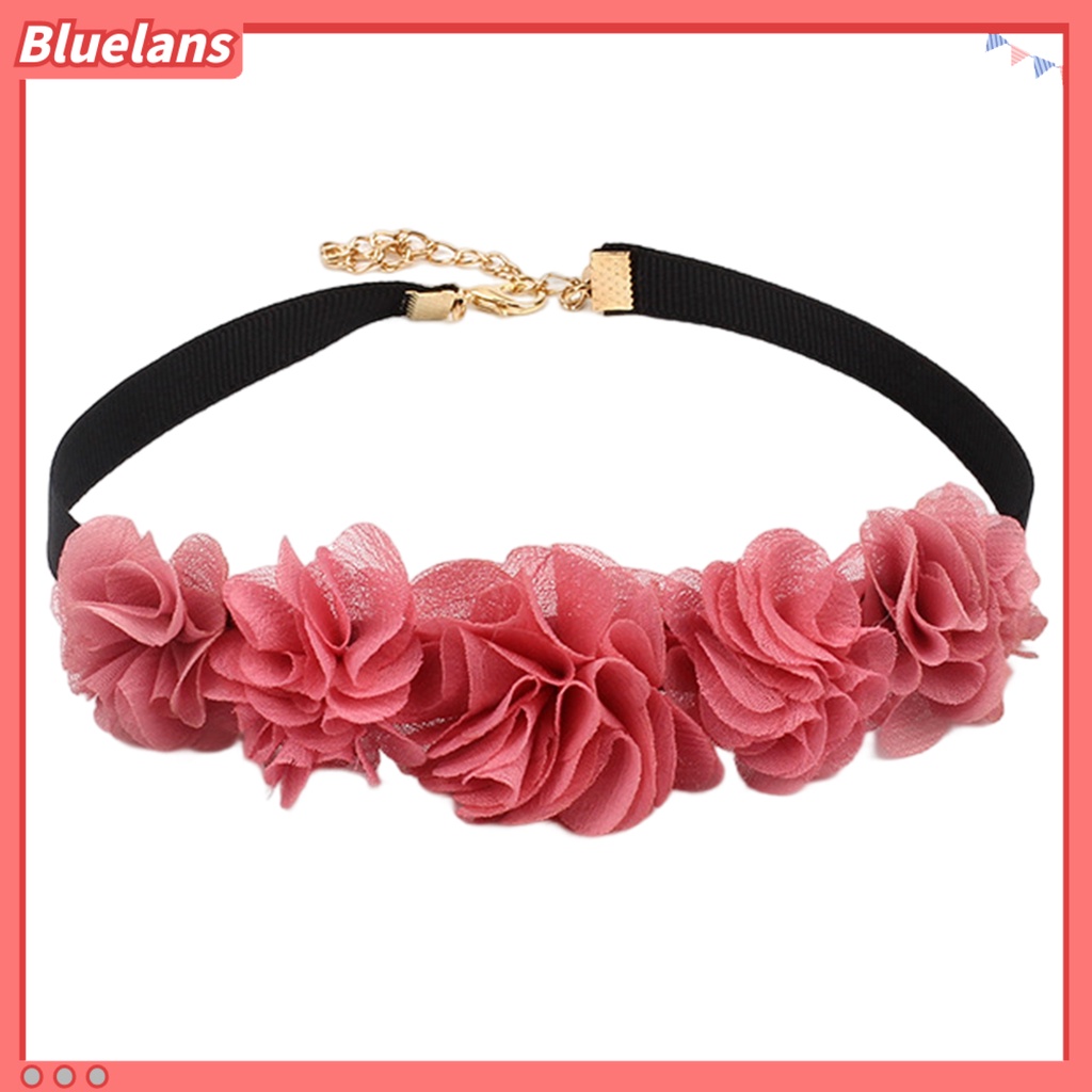 [BLS] Choker Kalung Stretch Gothic Temperamen Adjustable All-match Dekorasi Hadiah Wanita Renda Bunga Mawar Klavikula Rantai Leher Perhiasan Untuk Pacaran