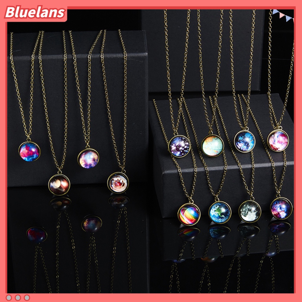 [BLS] Liontin Kalung Kepribadian Dua Sisi Glow in The Dark Vintage Colorful Galaxy Bola Kaca Kalung Perhiasan Aksesori
