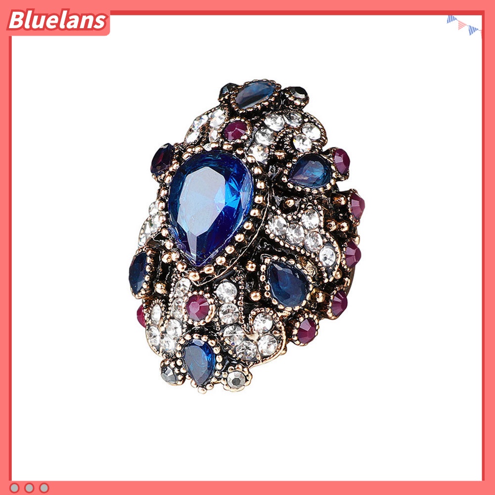 [BLS] Fashion Berlian Imitasi Mengkilap Punk Wanita Jari Cincin Pernyataan Perhiasan Hadiah Pesta