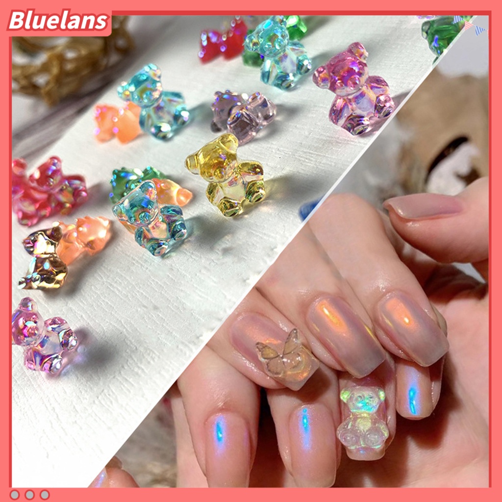 [BLM] Stiker Sequin Nail Art Resin Motif Beruang Berkilau Untuk DIY