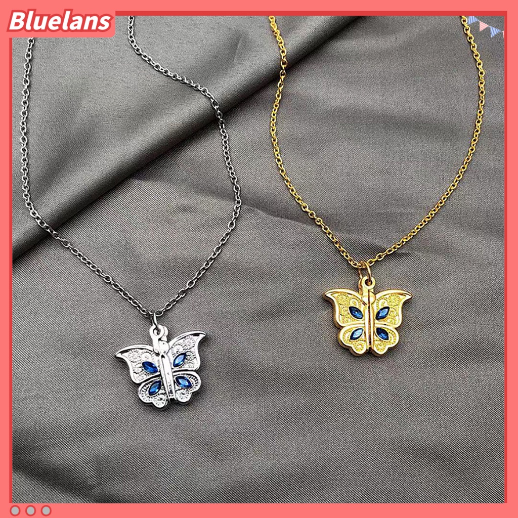 [BLS] Kalung Wanita Butterfly Open Heart Berlian Imitasi Women Pendant Untuk Hadiah