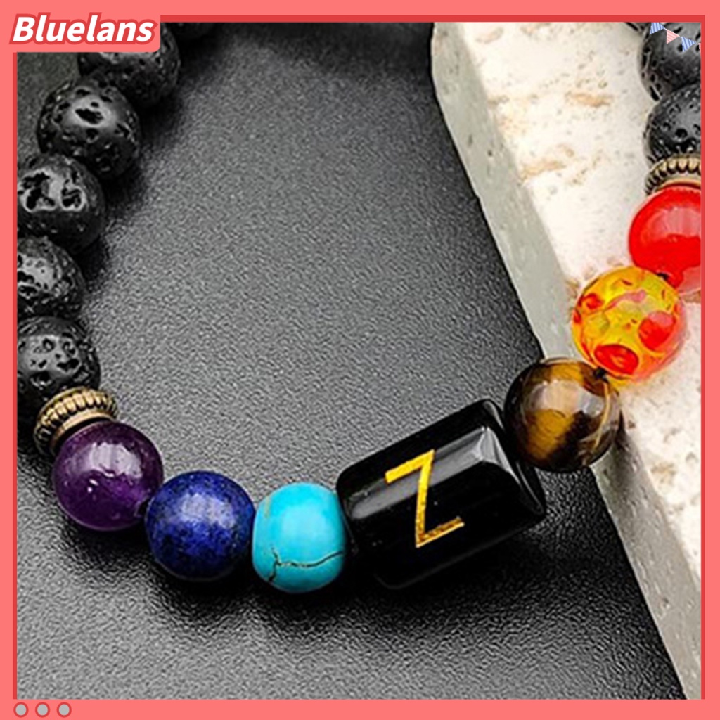 [BLS] Unisex Gelang A-Z Huruf Frosted Manik-Manik Batu Imitasi Adjustable Gelang Penghilang Stres Fashion Perhiasan