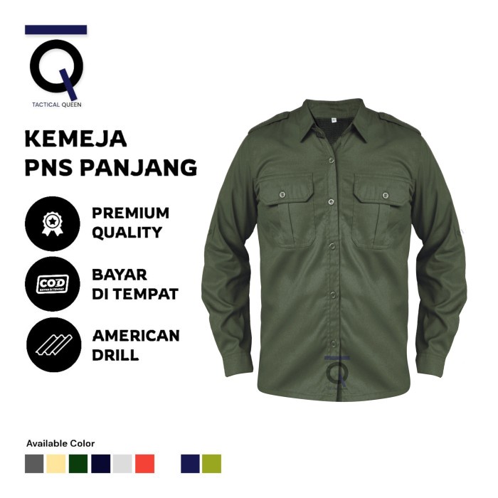 KEMEJA PDL BAHAN AMERICAN DRILL | KEMEJA PDL LENGAN PANJANG | KEMEJA - army, XXL