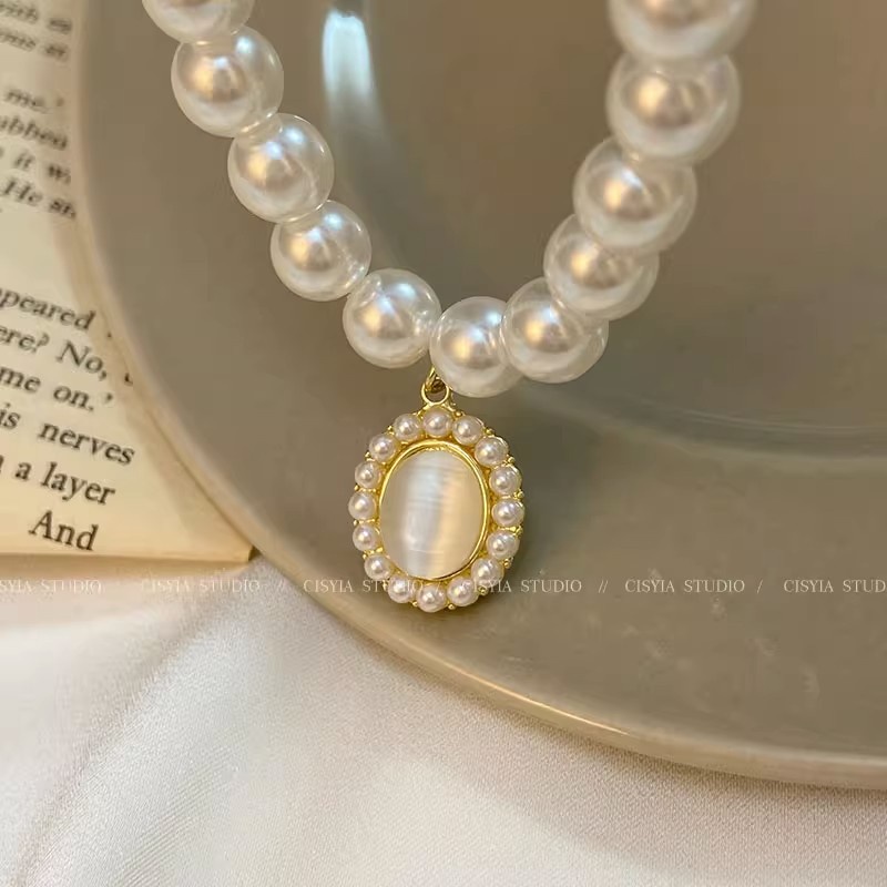 Kalung Mutiara Putih Korea Choker Batu Permata Liontin Kalung Untuk Wanita Fashion Perhiasan Aksesoris