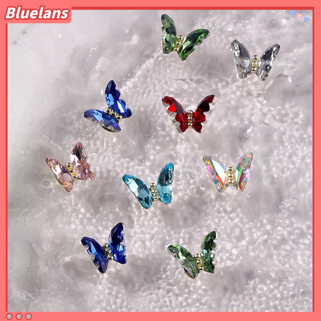 [BLM] 10pcs Nail Art Decor Bersinar Tiga Dimensi Gloss Tidak Luntur DIY Kristal Imitasi Manicure Craft Butterfly Nail Charm Nail Salon Supply