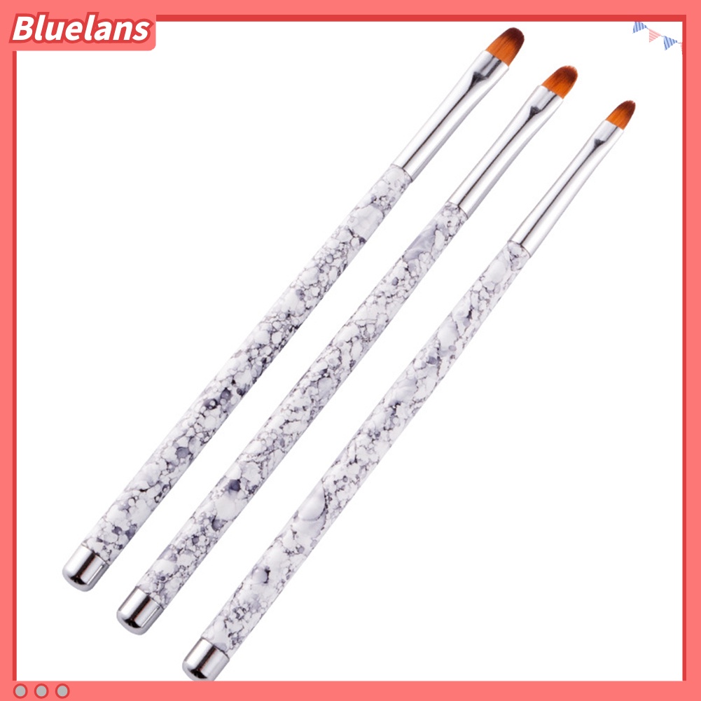 [BLM] 3pcs Marble Round Top Cleaning Nail Art Brush Akrilik UV Gel Bunga Lukisan Pen