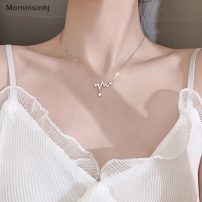 Mornin Fashion Baru Wanita Shiny Heartbeat Klavikula Rantai Kalung Untuk Pesta Wanita Pernikahan Pertunangan Perhiasan Hadiah Ulang Tahun id