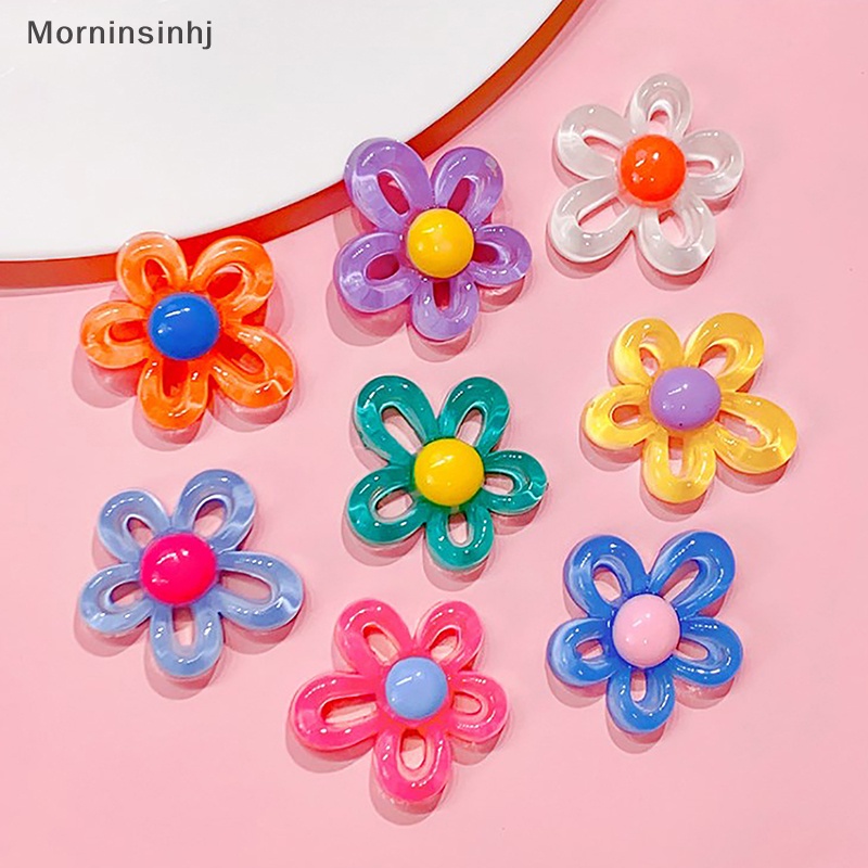 Mornin 10Pcs Warna-Warni Transparan Hollow Bunga Resin Aksesoris Kawaii DIY Scrapbooking Dekorasi Phone Case Kotak Penyimpanan Bahan Patch id