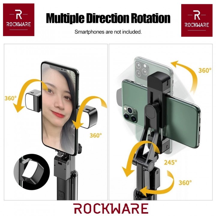 45 ROCKWARE RW-K30 - Hand-held Stabilizer - Tripod Tongsis Selfie Light