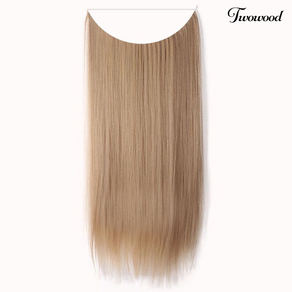 Twowood Fashion Wanita Panjang Lurus Keriting Wig Penuh Kepala Sopak Klip Rambut Ekstensi