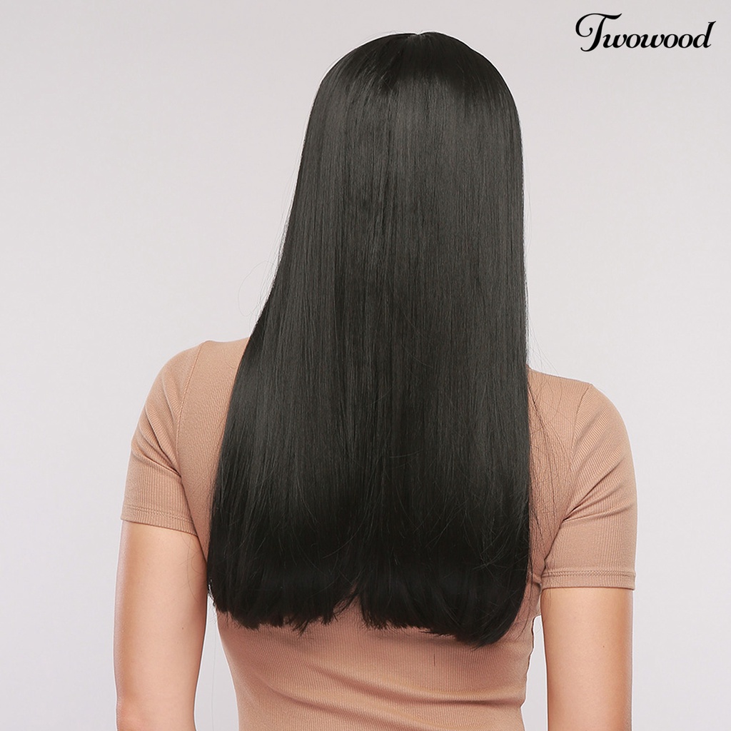 Twowood Wanita 28inch Rambut Sintetis Extension Tahan Panas Hairpiece Lurus Panjang