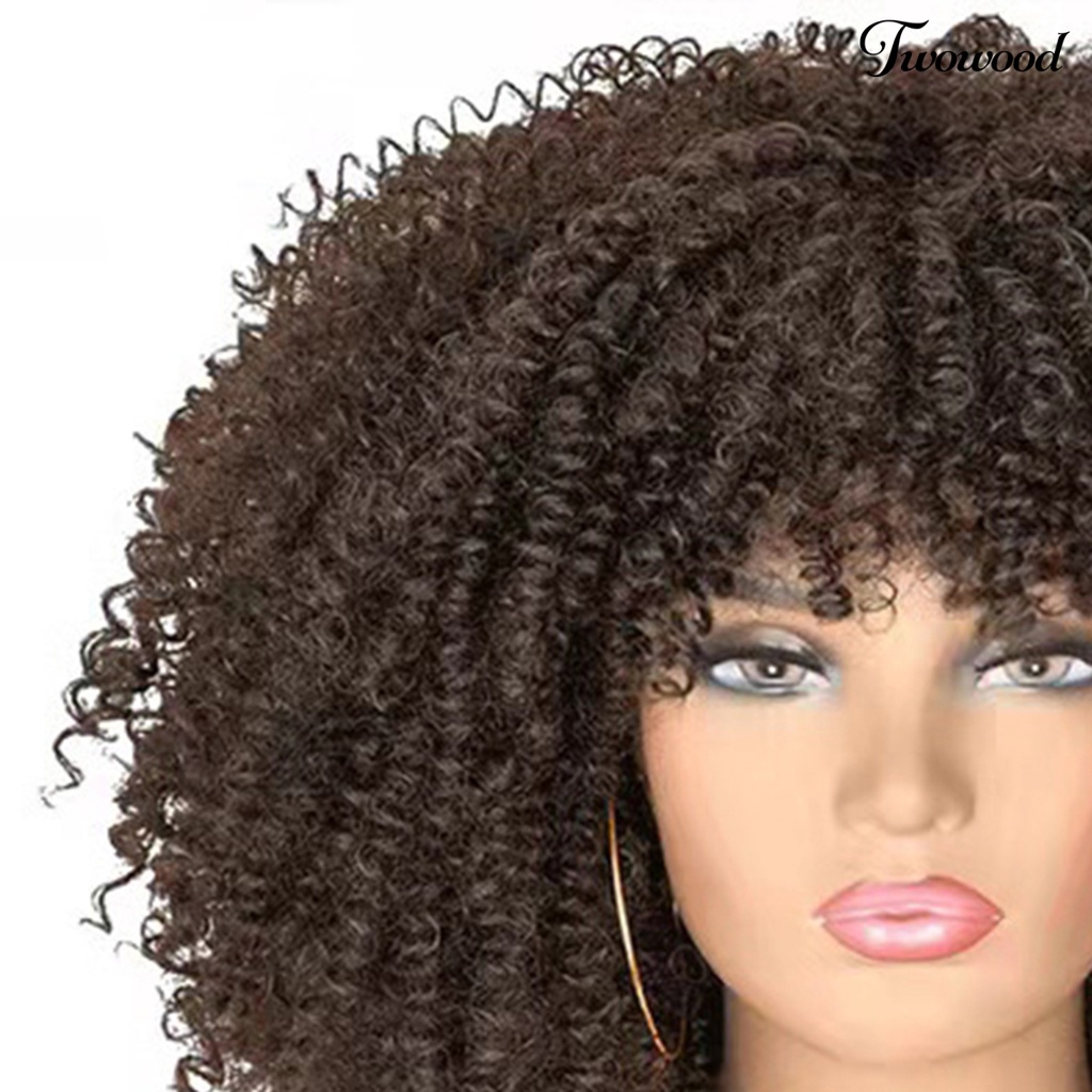 Twowood African Curly Wig Fashion Nyaman Dipakai Tahan Banting Kuat Remodeling Sehat Alat Makeup Ramah Lingkungan Wig Wanita Rambut Keriting Afrika Untuk Kehidupan Sehari-Hari