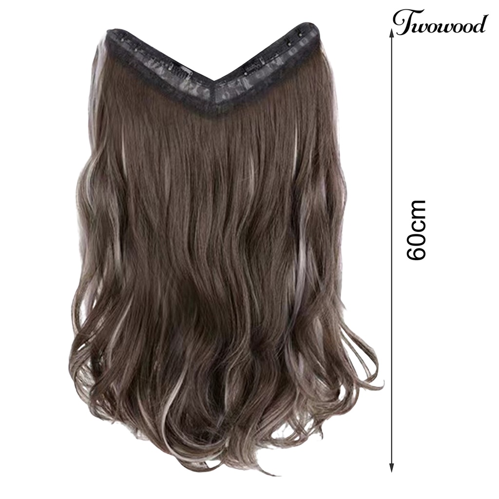 Twowood One Piece Wig No Perm Fluffy V-Shaped Seamless Menebal Rambut Tak Terlihat Halus Ekstensi Rambut Palsu Mewarnai Sebagian Digunakan Wanita