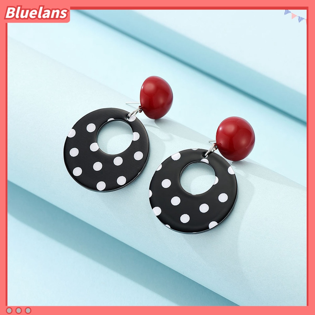 [BLS] 1pasang Anting Wanita Desain Dot Lingkaran Geometris Permukaan Halus Tahan Aus Berdandan Tahan Luntur Fashion Pesta Lady Stud Menjuntai Anting-Anting Perhiasan Aksesori