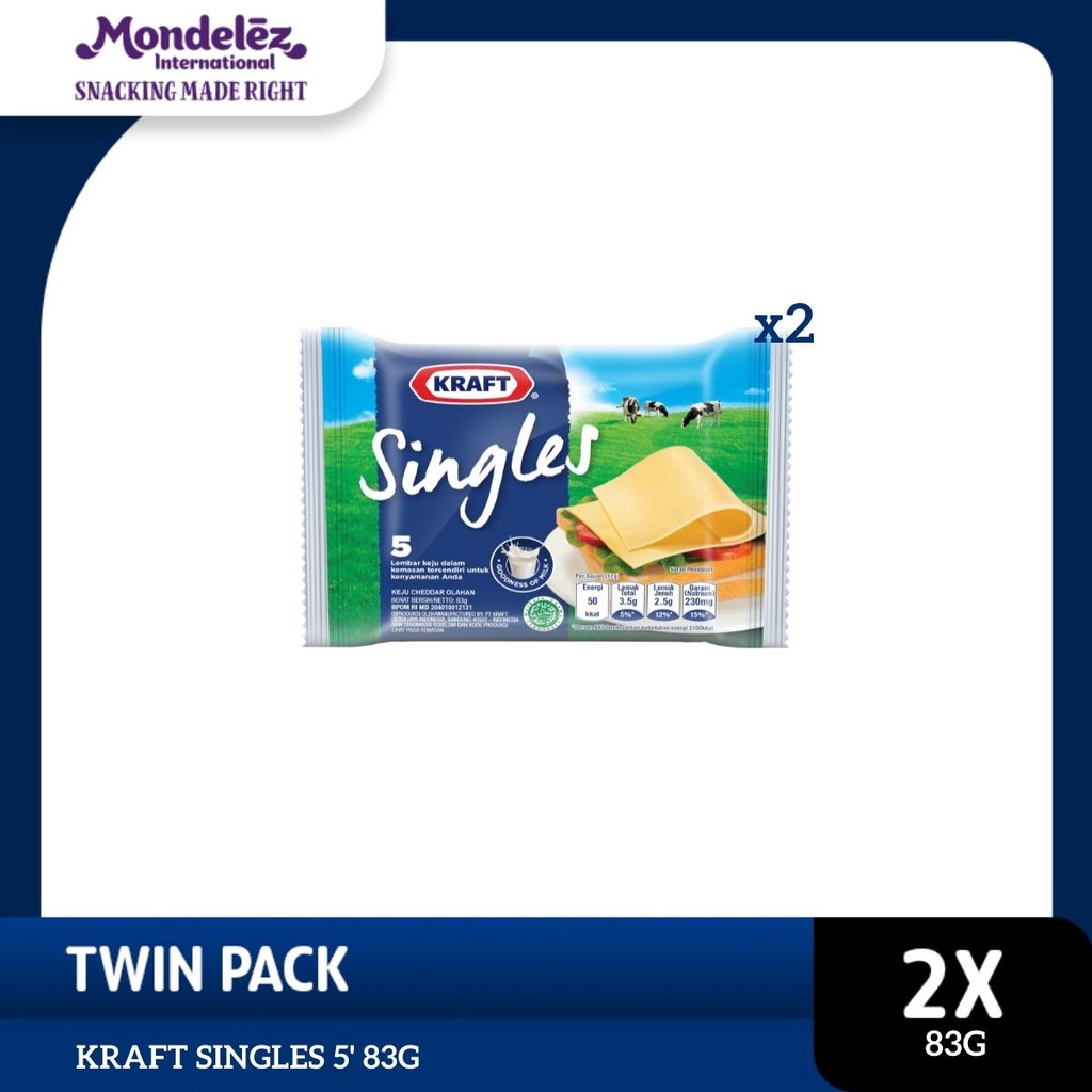 

Kraft Keju High Calcium Singles 5 Slice 75g Untuk Burger dan Camilan - Twin pack