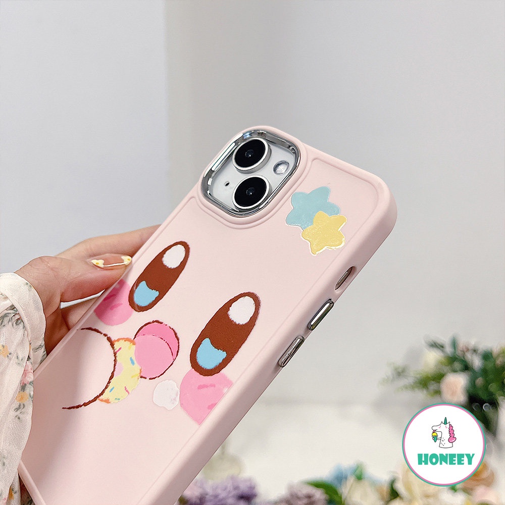 Sweet Pink Cute Donut Emoji Phone Case Untuk iPhone 14pro13 12/12 Pro 11 Pro Max Perlindungan Kamera Shockproof Bumper Soft Cover