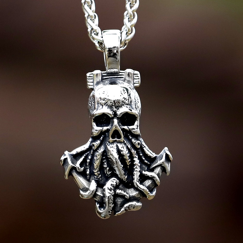 Liontin Kalung Gurita Tengkorak Punk Desain Unik Untuk Pria Hip Hop Biker Perhiasan Hadiah