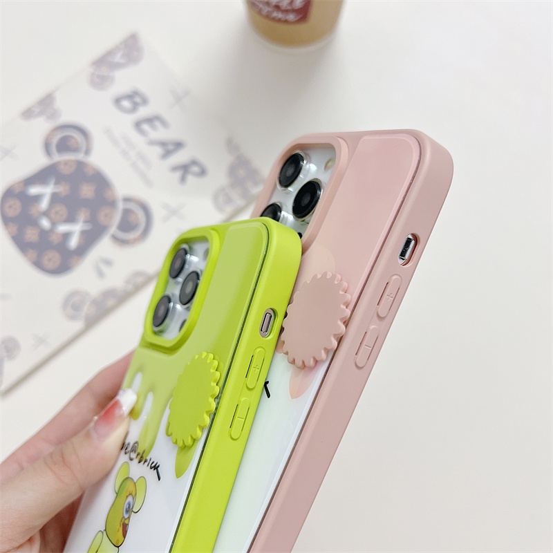 IPHONE Violent Bear Rotating Face Changing Phone Casing Cocok Untuk Iphone14 13 12 11 Pro Max 14Plus Kartun Mekanik Fun Casing Pelindung