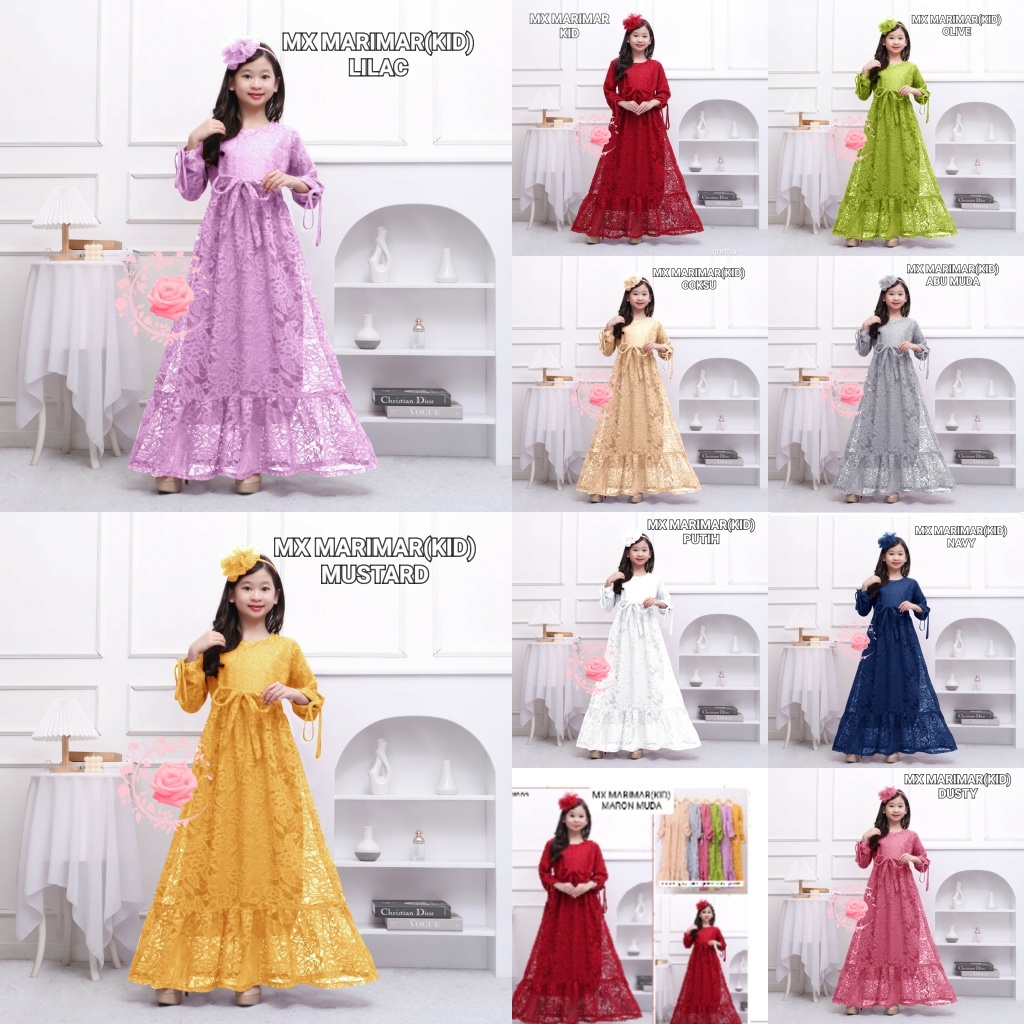 GAMIS MAXI BROKAT COUPLE IBU DAN ANAK MARI KIDS / UNTUK UMUR 4-12 TAHUN / FASHION MUSLIMAH ANAK HQ T