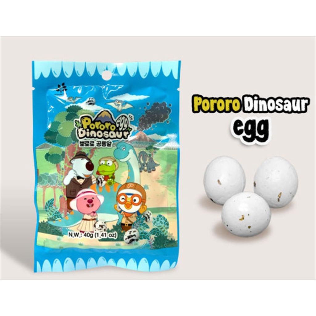 Pororo Egg Dinosaur Chocoballs 40 gr Cokelat Imitasi Isi Kacang