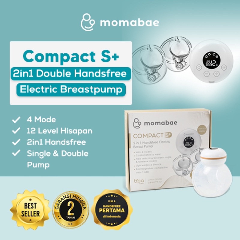 MOMABAE – COMPACT S+  – 2 IN 1 Handsfree Breast Pump / Pompa ASI Elektrik / Breast Pump Electric / Pumping ASI Elektrik Portable