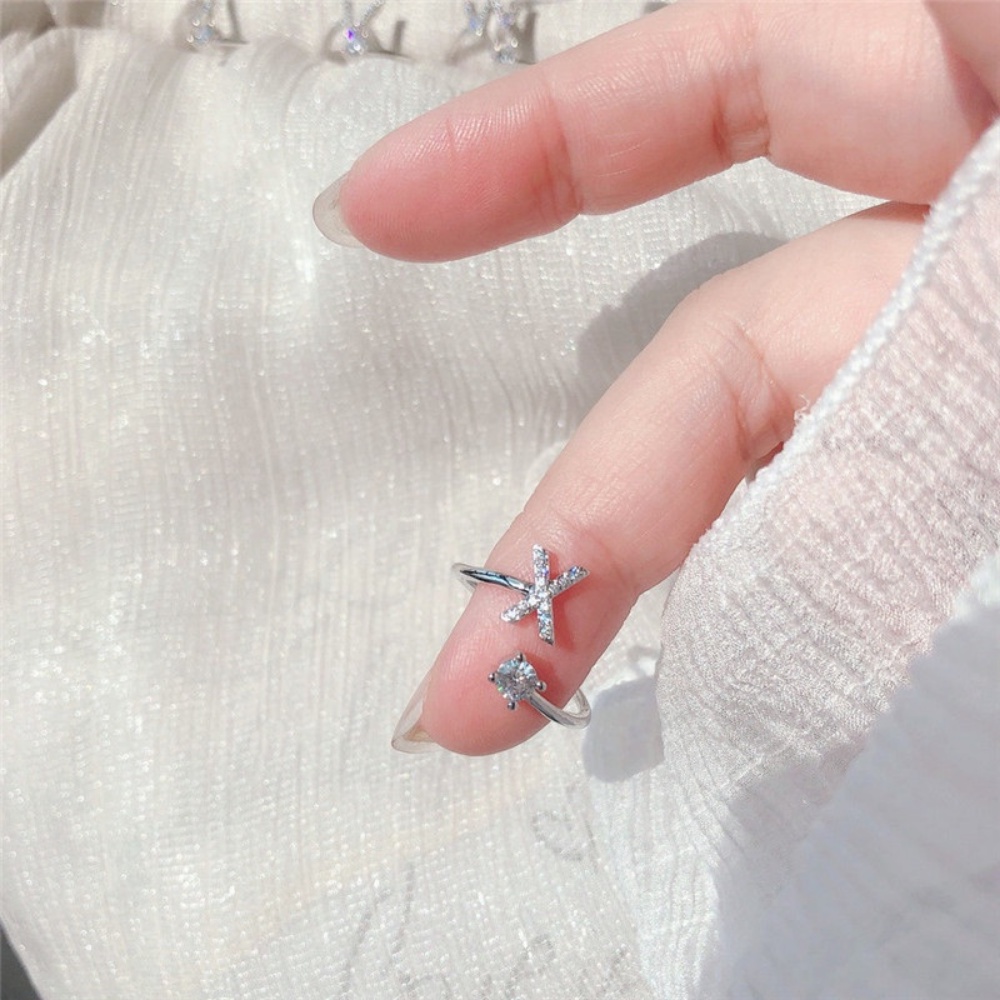 Cincin Model Terbuka Desain 26 Huruf Warna Permen Untuk Wanita