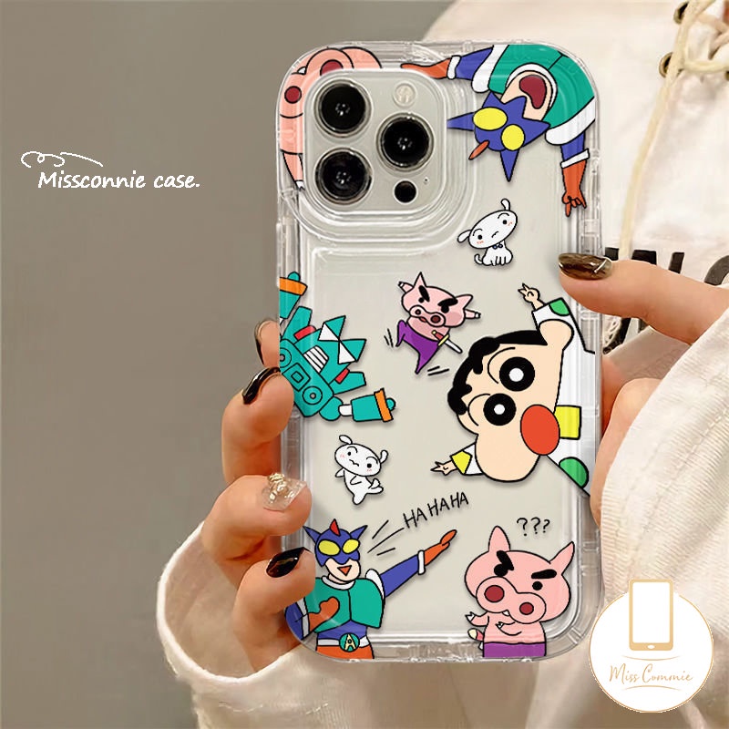 Untuk Realme C55 C53 C35 C15 C25 C20 9i 6i 5i 5s 5 7i C25s C12 C21Y C33 C1 C25Y C30 C30S C17 C3 C2 C1 Ins Korea Graffiti Kartun Pasangan Lucu Cute Crayon Shin-chan Airbag Soft Cover