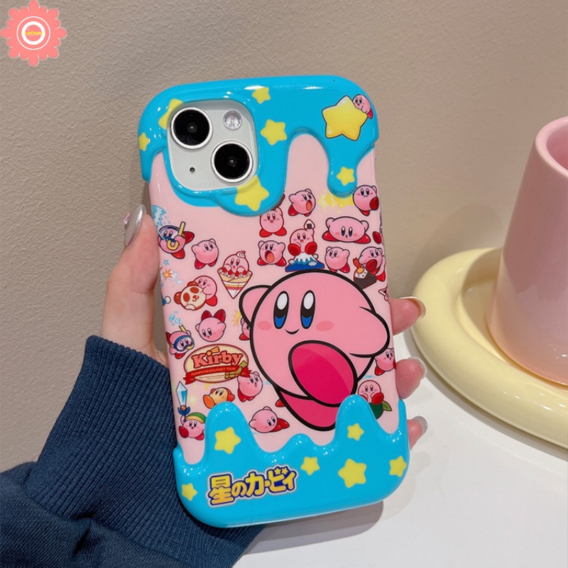 IPHONE 3d Ice Cream Kartun Lucu Kirby Case Kompatibel Untuk Iphone14 11 13 12 Pro Max XR 7Plus 8Plus X7 8 Plus XS Max Shockproof Bintang Lembut Tpu Phone Cover