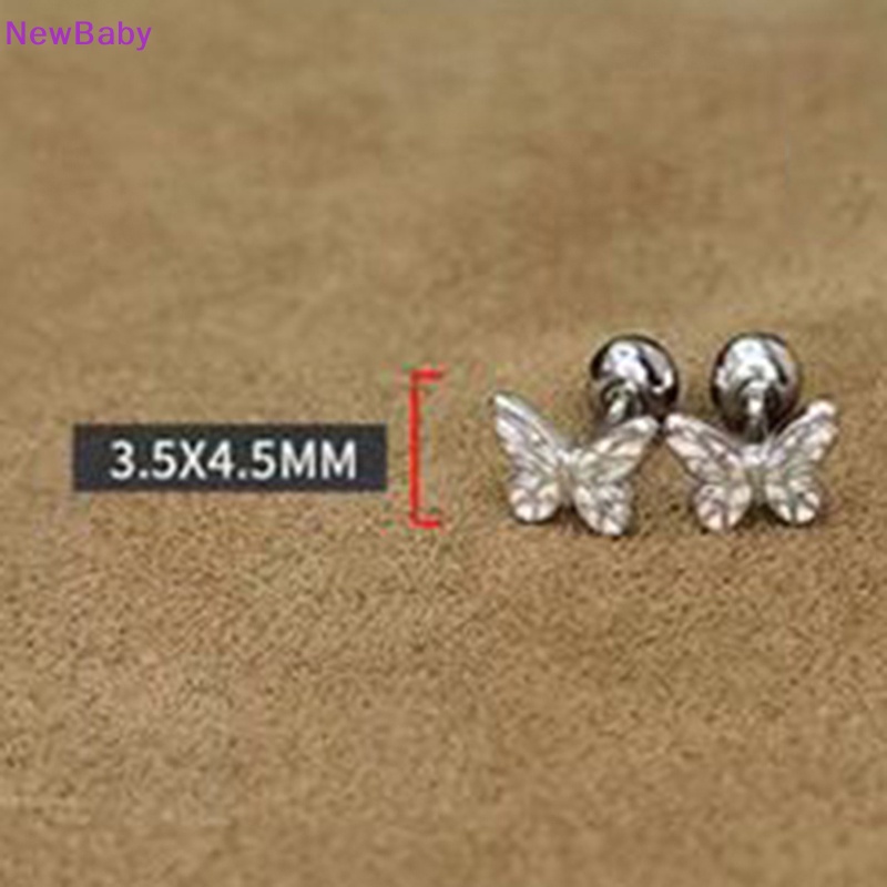Newbaby 1pasang Berongga Ikatan Simpul Telinga Tulang Kuku Glossy Kupu-Kupu Spiral Stud Anting Untuk Wanita Perempuan Pesta Pernikahan Baru Perhiasan Halus Hadiah ID