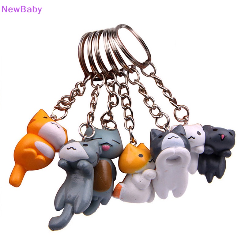 Newbaby Lovely Kartun Lucky Cat Gantungan Kunci Wanita Pria Kitten Car Keychain Fashion Keyring ID