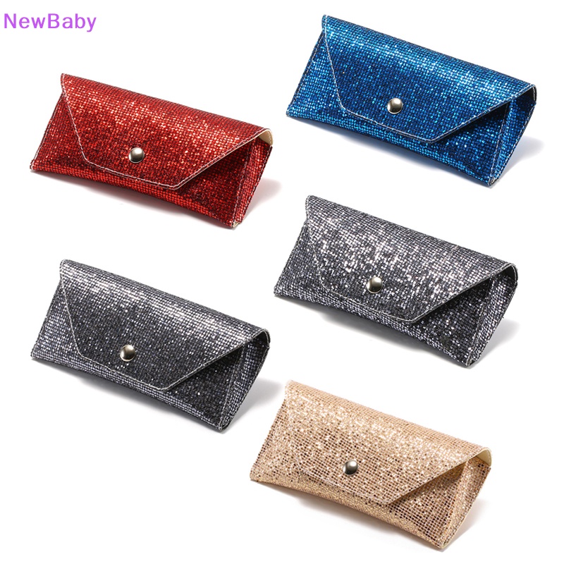 Newbaby Fashion Retro Lembut Sequin Leather Sunglasses Case Portable Unisex Kacamata Kulit Bling Kotak Pelindung Sequin Kacamata Box ID