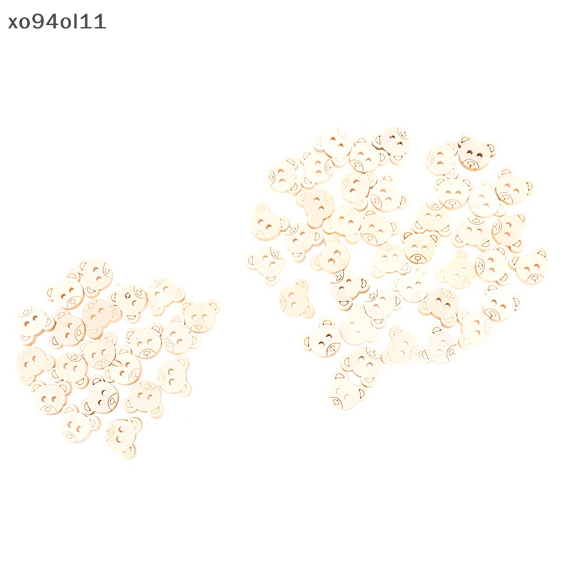 Xo 20pcs Teddy Bear Ch 2lubang Kancing Jahit Kayu Untuk Anak 13x11mm OL