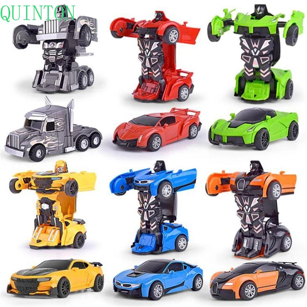 Quinton Deformation Car Toys Creative Kid Mainan Diecasts Toy One-key Deformation Kid Toy Model Mobil Mainan Kendaraan