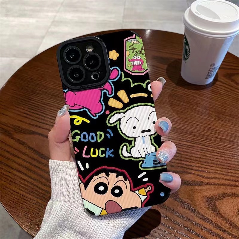 All New So Cute Crayon Shin-chan Leather Soft Case IPhone 7 Plus 8 Plus X XS XR XS Max 11 13 12 14 PRO Max 14 Plus SE Mini Phone Case Girl Girl Women's Fashion