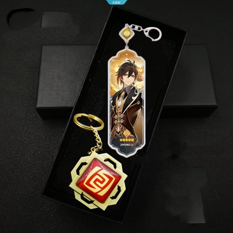 Anime Long Bar Charm Keychain Genshin Impact Vision Element Mata Tuhan Untuk Gantungan Kunci Mobil Aksesoris Wanita Lucu Tas Liontin Key Ring Hadiah [ZK]